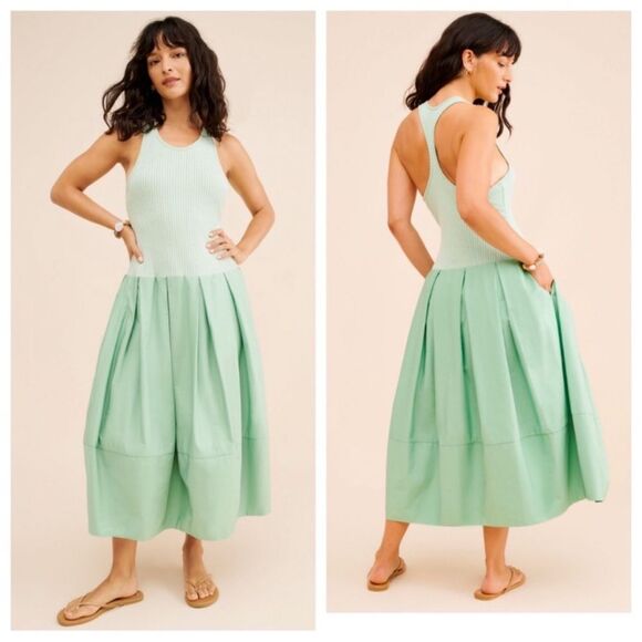 NWOT Free People Drops Of Venus Mint Green Sleeveless Midi Dress Sz XS oversized - Picture 3 of 16